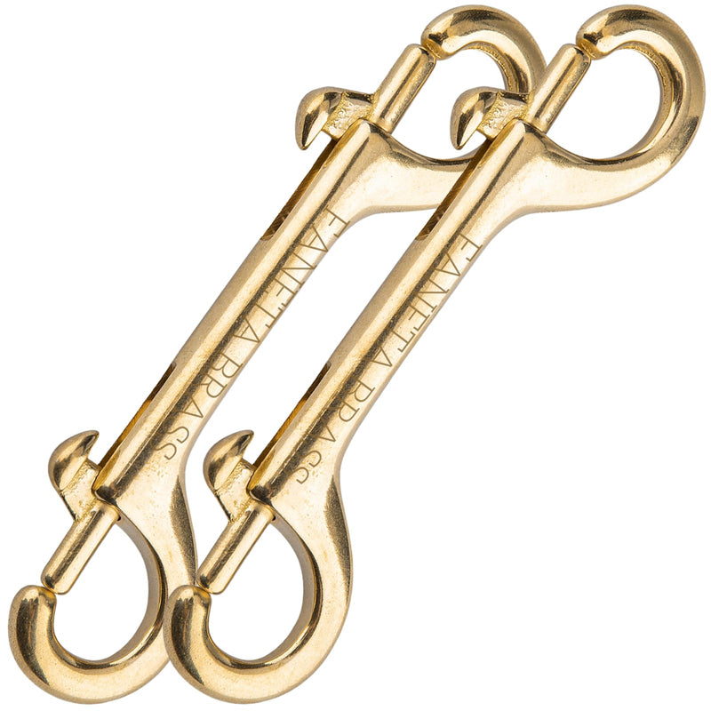 Solid Brass Double Ended Bolt Snap Hook, Marine Grade Double End Scuba Diving Clips, Heavy Duty Trigger Chain Clip Key Holder for Pet Feed Bucket Hammock Horse Tack (2-Pack) (115mm) 115mm - NewNest Australia