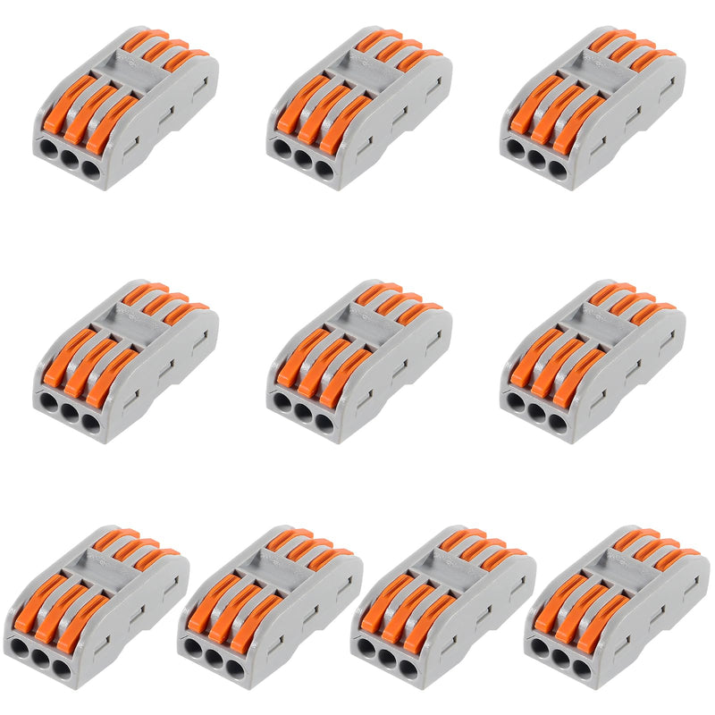 DIANN 10pcs Lever Wire Connectors 3 Circuit Inline Splices Electrical Wire Connector SPL-3 Lever Nuts Wire Connectors 28-12 AWG Quick Connect Splice Wire Connectors 10pcs SPL-3