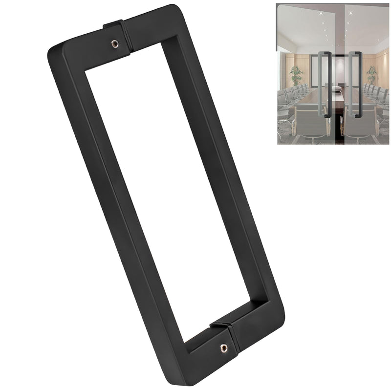 Shower Door Handle 200mm (8 inch) Hole to Hole, Push Pull Door Handle Stainless Steel, Sliding Barn Door Handle for Bathroom Glass Doors, Black, Heavy Duty Swing Door Handle 8 Inch