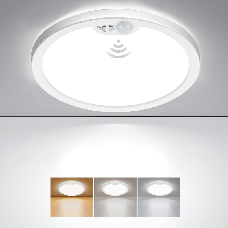 BLNAN Motion Sensor Ceiling Light Wired, 12 Inch 3000K 4000K 5000K Selectable LED Flush Mount Light Fixture, Motion Activated Light with Timer for Hallway Stair Walk-in Closet, Non-Dimmable 12inch-1pack