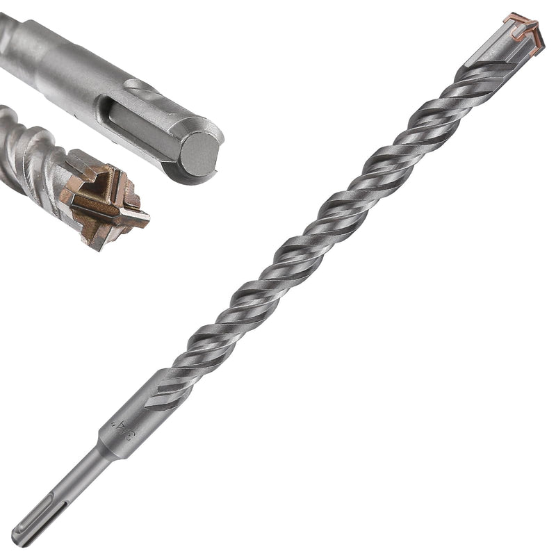 Concrete Drill Bit lengthening 1pcs 3/4" X 12"-10" Cross-Type Double Thread Carbide Material Suitable for Concrete, Brick, Cement Walls, Stone, Extra Long Hammer Drill Bits for Concrete 3/4" 12"