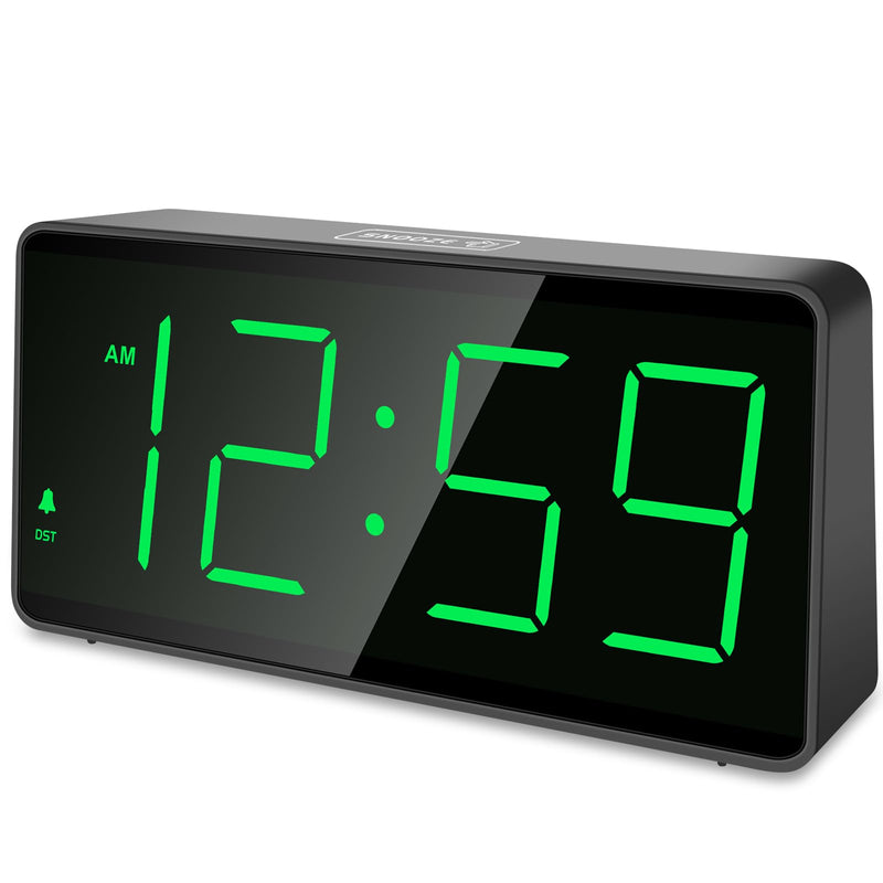 Peakeep Battery Operated Digital Alarm Clock for Bedrooms - Cordless Large Big Numbers 4 Dimmers, Auto Dimming for Seniors, Adjustable Volume Loud Alarm Clock for Heavy Sleepers Adults (Green Digits) Green Digits