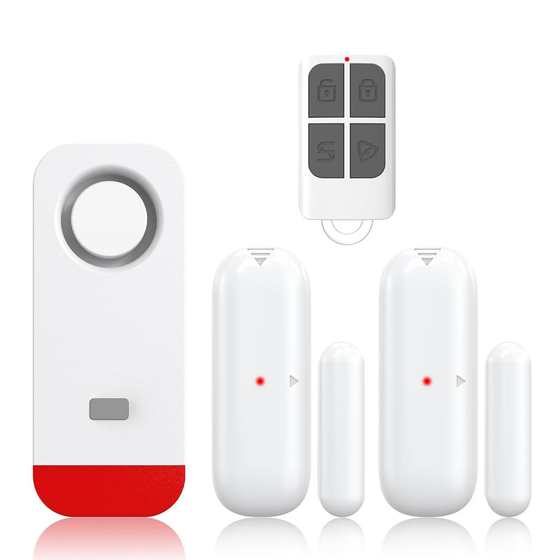 Door Chime When Opened, Window and Door Opening Sensor Alarm for Home Security / Kids Safety / Business Entering, 120dB Burglar Alert, 500FT-Range 52-Tunes 5-Volume, 1 Receiver + 2 Sensors, White