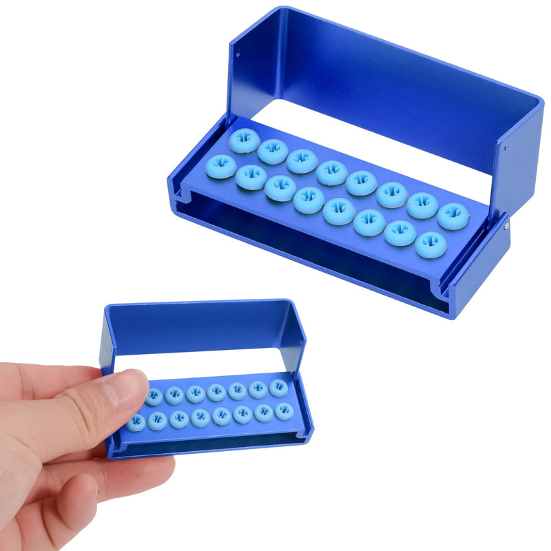 16 Holes Burs Holder Block Case 1.6mm&2.35mm Shank for CA/RA＆FG Autoclavable Burs Holder with Silicon Cover Blue Color