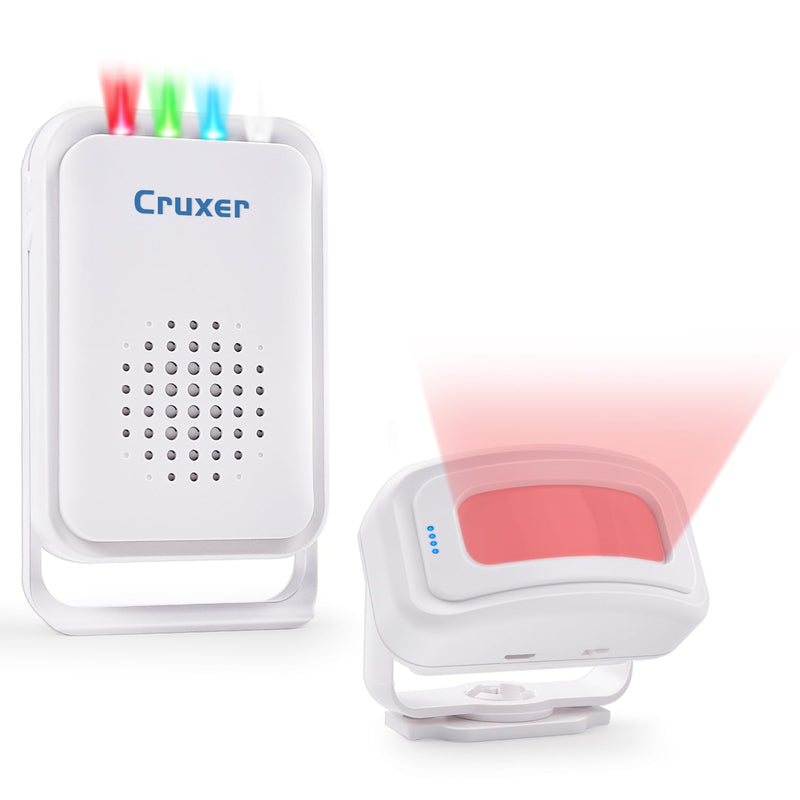 Cruxer Motion Sensor Alarm,Wireless Motion Detector Door Chime Doorbell for Home Store Business,Caregiver Reminder for Elderly,USB/Battery,Vibration 1 Sensor + 1 Receiver