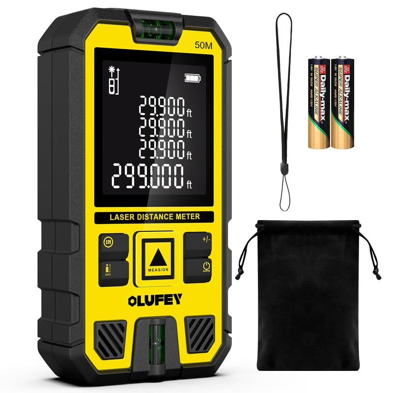 Laser Measure 165 Feet,Laser Distance Meter Device IP54 Portable Digital Measure Tool Range Finder with Bubble Levels and LCD Backlit