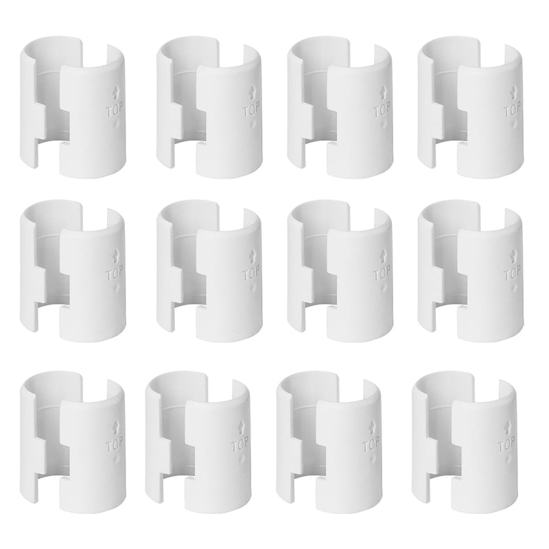 24pcs White Wire Shelf Clips – Shelf Lock Clips for 1 Inch Pipe Shelving – Durable Plastic Replacements for Wire Shelving System (Fits 1" Diameter Pipes, 12 Pairs) 24 25mm ID, Fit 1" Pipes