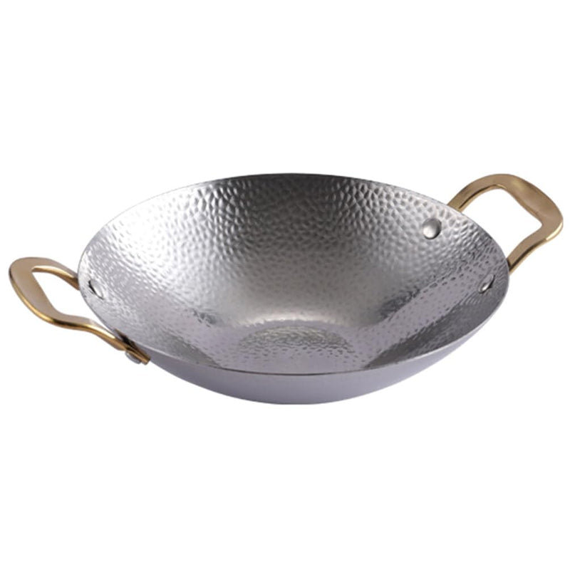 Kichvoe Stainless Steel Hammer Dry Pot Double Handle Cooking Pan for Ramen Hot Pot Seafood 10.82 X 8.26 X 2.04 in Lightweight Kitchen Tool 27.5X21X5.2CM