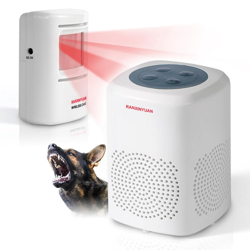 Barking Dog Motion Sensor-Pir Human Body Dog Barking Alarm Realistic Wireless Loud 1000Ft Door Chimes Home Security 1 Receiver 1 Motion Dectector Driveway Alarm Kit… 1Detectors+1Receiver