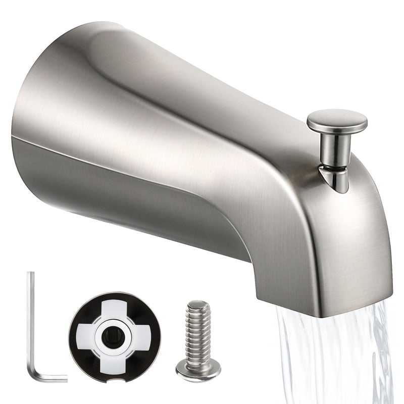 Enhon Tub Spout with Diverter, Slip-Fit Bathtub Faucet Spout Replacement, 1/2 Copper Pipe Connection, Easy to Install, Universal for Bathroom Shower(Brushed Nickel Color,1 Pack) Brushed Nickel Color