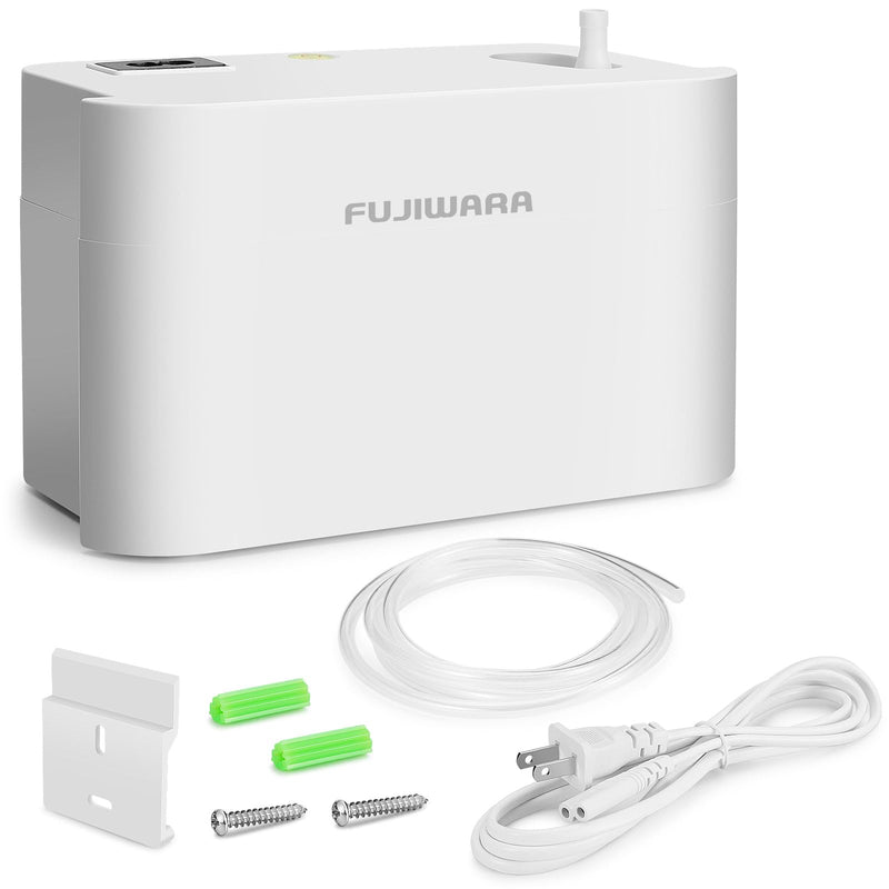 FUJIWARA Condensate Pump Automatic Condensation Drain Removal Mini Quiet Pump for HVAC,Air Conditioner,Dehumidifier,Furnance,Ice Maker,Wall Mounted Suitable for A/C 1-3HP, White FUJ-24B