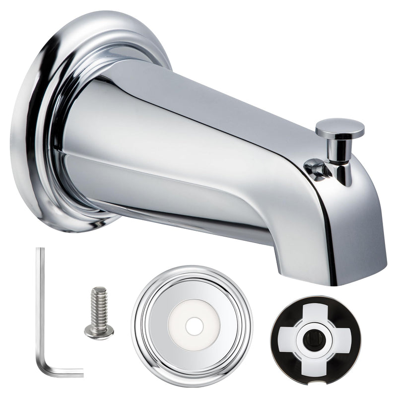 Dreyoo Slip On Diverter Tub Spout with Metal Cover Ring and Foam Gasket, Compatible with Kohler GP85556-CP, Bathroom Bathtub Faucet Set Replacement Fits 1/2'' Copper Water Tube (Polished Chrome) Polished Chrome