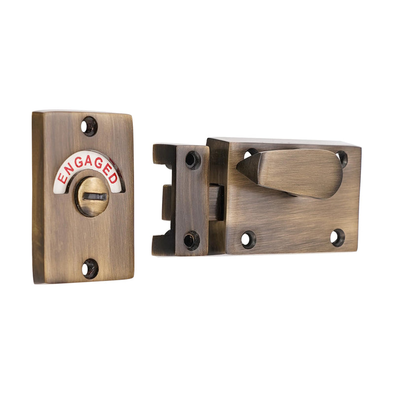 Infinity Decor Antique Vacant and Engaged Sign Indicator Bolt, Zinc Bathroom Privacy Toilet Door Latch Lock