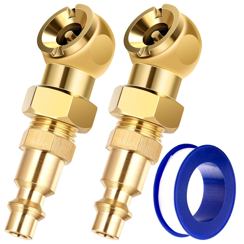 2-Packs Portable Air Chucks, Solid Metal Closed Ball Air Chuck with 1/4" NPT Standard Quick Plug, Tire Inflator Gauge Nozzle for Air Compressor Accessories Coppersurfaced Quick Plug