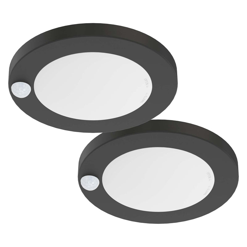 ZAGO LED 6" 120 Volts Closet Light Wired, PIR Motion Sensor Ceiling Disc Light for Closet, Laundry, Garage, Pantry, Wet Location, ETL, Black 5K-2 Pack