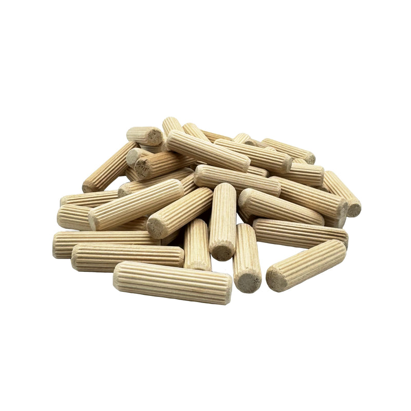 1/2" x 2" - 50 Pack Wooden Dowel Pins - Kiln Dried, Fluted, and Beveled (1/2" x 2", 50pk) 1/2" x 2"