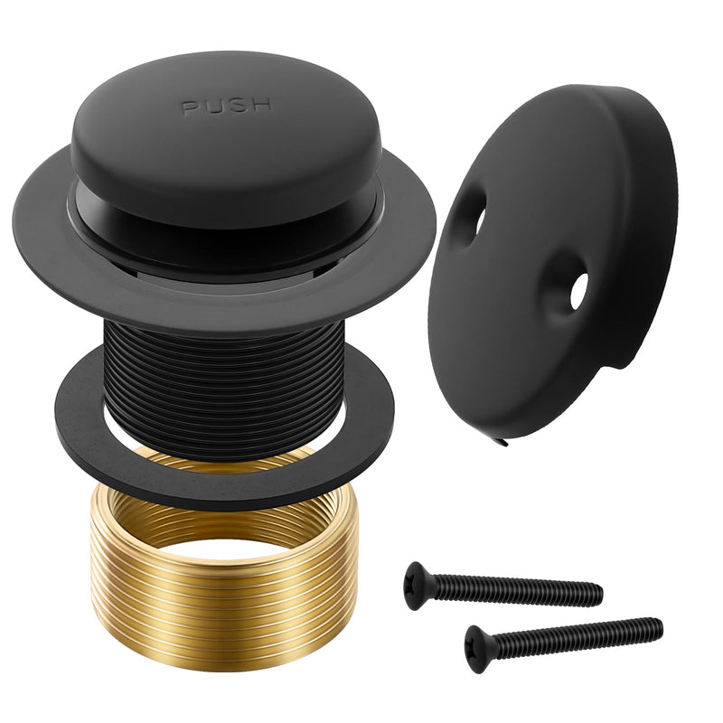 Matte Black Bathtub Drain Tip-Toe Tub Trim Set with Two-Hole Overflow Faceplate Bathroom Tub Drains Replacement Conversion Tub Drain Kit Assembly with Universal Fine & Coarse Thread Matte Black