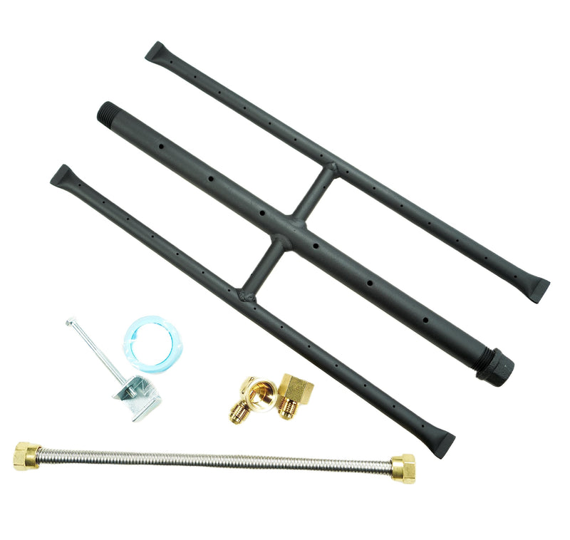 Rectangular Gas Fire Pit and Gas Fireplace H-Burner H Burner for Gas Fireplace bunrer with 3 Pipes (15 inch) Patent Applied 15 inch High temperature powder coating