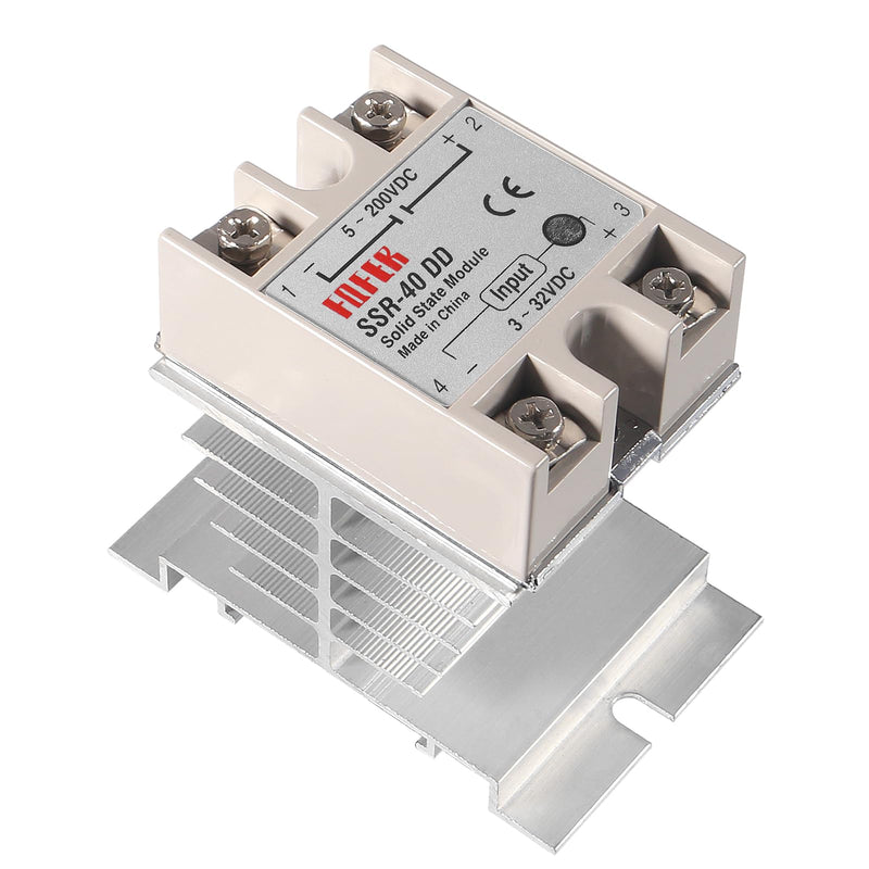 SSR-40DD Solid State Relay 40A DC to DC Input 3-32V Output 5-200V with Heat Sink 1pcs SSR-40DD with Heat Sink