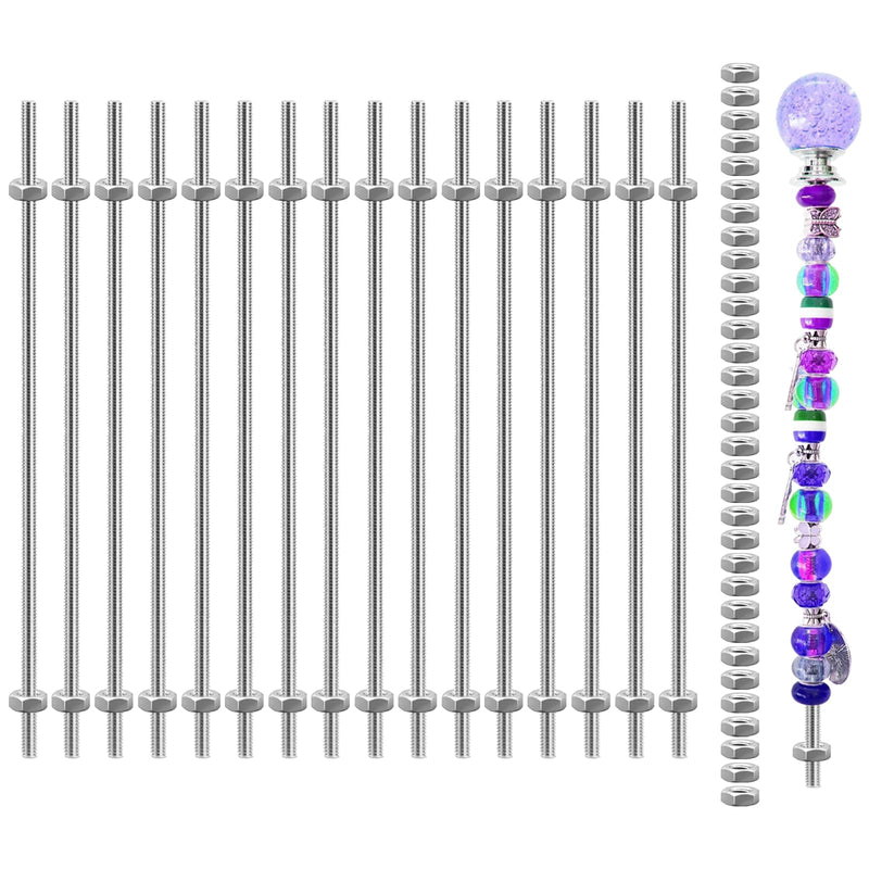 48 Pack 8/32 Inch Stainless Steel M4 Threaded Rod with Hex Nuts Include 16 Pcs M4 Threads Studs Rods and 32 Pcs M4 Fully Threaded Hex Nuts for Hangers and Beaded Garden Stake Rods (8 Inch) 16pcs Fully Threaded Rod with 32pcs Hex Nuts(8inch)