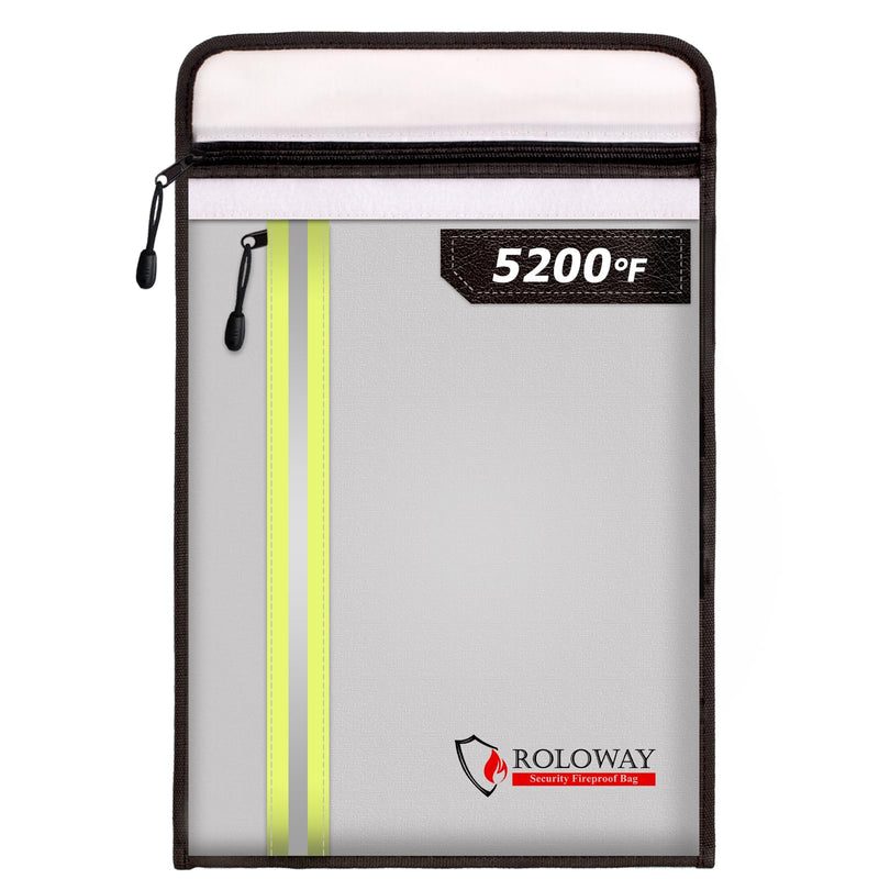 ROLOWAY Fireproof Document Bag (15.5 x 11.5 inch) with 2 Pockets and 5200℉ Aluminum Foil Layer, Fireproof Bag for Document Safe (Silver) 15.5 x 11.5 inch 5200℉ Silver Fireproof Bag - NewNest Australia