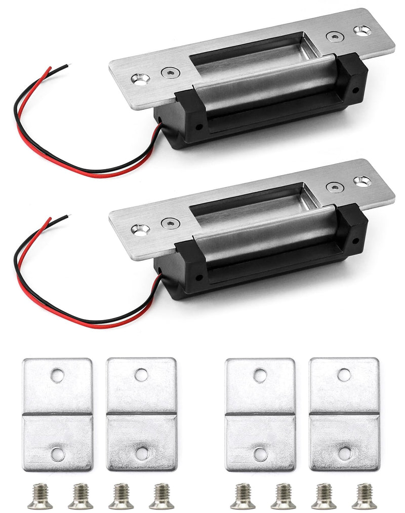 QWORK Electric Door Strike Lock, 12VDC, Fail-Safe/Fail-Secure, Heavy Duty Power Door Crash Lock for Access Control System, 2 Pack