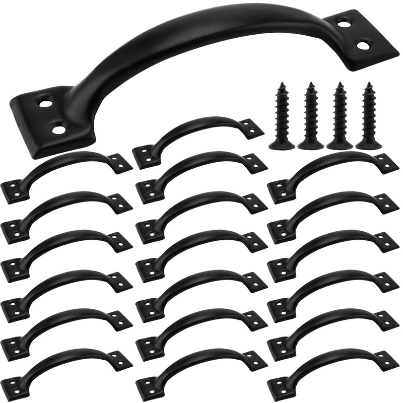 20 Pack Black Metal Gate Handles, 5.4 Inch Door Pull Handle Shed Door Handle with Screws, Screen Door Handle Fence Gate Handles for Outdoor Fences Wooden Doors
