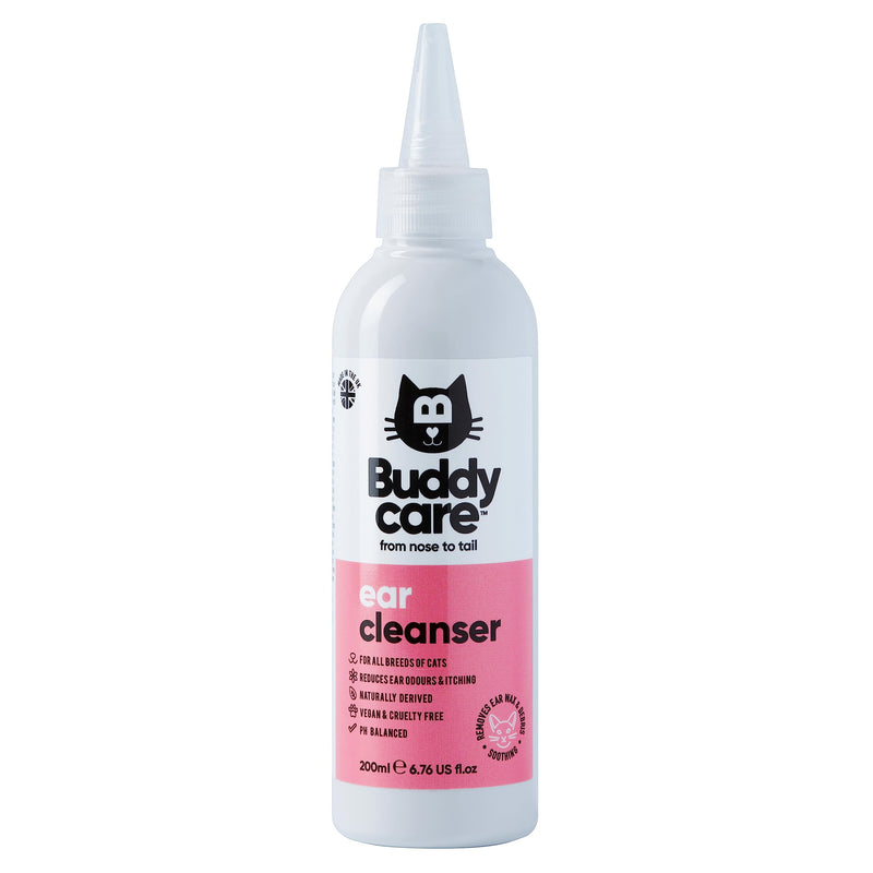 Cat Ear Cleanser by Buddycare | 200ml | Soothing Ear Cleaning Solution for Cats | Naturally Derived Ingredients With Aloe Vera 6.76 Fl Oz (Pack of 1) - PawsPlanet Australia