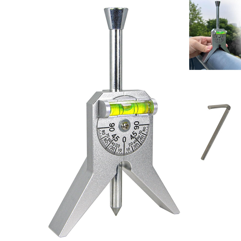 Upgraded Pipe Center Finder, Measure Pipe Diameter, Pipefitter Tools With Centering Head, Measure Pipe Diameter Over 0.5" & up With 4" Y-Type Base and Adjustable Dial Bubble Protractor Silvery