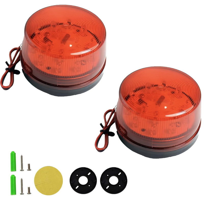 Red Strobe Beacon Light,Lelukee 2pcs DC 12V Flashing Light Rainproof Red Led Alarm Signal for Field Work Snowplow Outdoor Work Home Security System Etc. (RED)