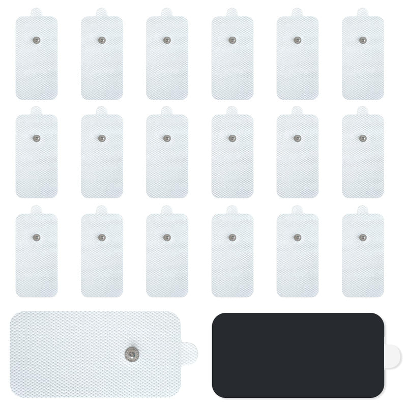 20 Pack Large TENS Unit Electrodes Pads, Upgraded Self-Adhesive Latex-Free Non-Irritating TENS Electrode Patches with Standard 3.5mm Snap-on Connector, Compatible with Belifu, Brilnurse TENS White-20 Pads
