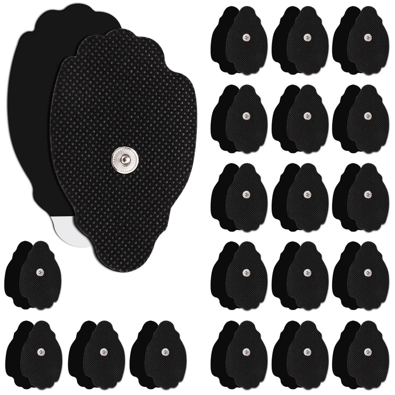 40 Pcs TENS Pads Electrodes, Reusable Long-Lasting Self-Adhesive Non-Irritating Snap for Tens Unit Replacement Patches with Standard 3.5mm Snap-on Connector, Compatible with Belifu, Brilnurse Black-40 Pads