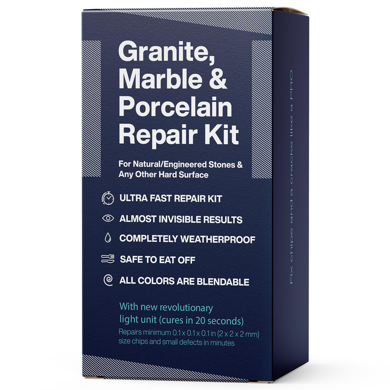 Granite, Marble & Corian Repair Kit (Clear, Black & Acrylic) - Ideal as Quartz Countertop Repair Kit I Works Great for Marble, Porcelain, Ceramic & Granite Surfaces I Also for Bathtub & Tile Repair