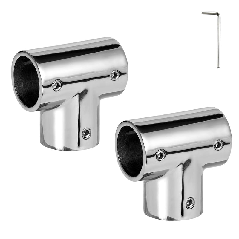 Boat Handrail Fitting 90 Degree Tee Rail for 7/8" Tubing, Heavy Duty, 316 Stainless Steel, Marine Boat Railing Tee Connector (2-Pack)