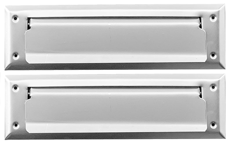 Solid Steel Satin Color with Spring Flap | Mail Slot Fits to Most Doors | Outer Size 10 Inches by 3 inches | Set with Front and Rear Piece and Screws Satin w/spring flap