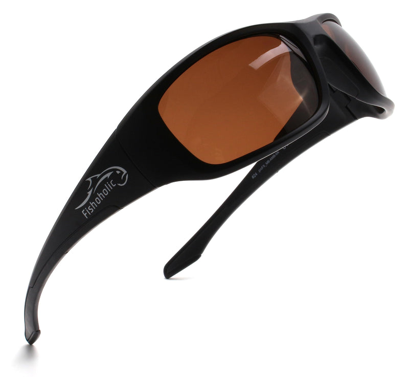 Fishoholic Polarized Bi-Focal Fishing Sunglasses with Reader Magnification (1.5x, 2.0x, 2.5x Options) and UV400 Protection Black x2.5 Amber