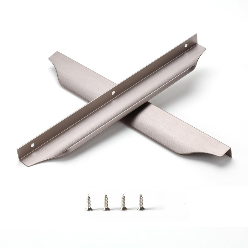 Tiradores Satanga Edge para armarios, cajones de cocina, cómodas y muebles de baño. Tiradores de perfil bajo de aluminio, paquete de 10 unidades, acabado níquel cepillado, 30 cm. Fáciles de instalar. 10"Hole Center 11.8" Overall Length Brushed Nickel
