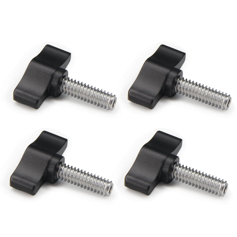 4pcs 1/4"-20 x 3/4" Thumb Screw Stainless Steel Standard/Coarse Thread Black Aluminum Knob 1/4"-20 x 3/4"