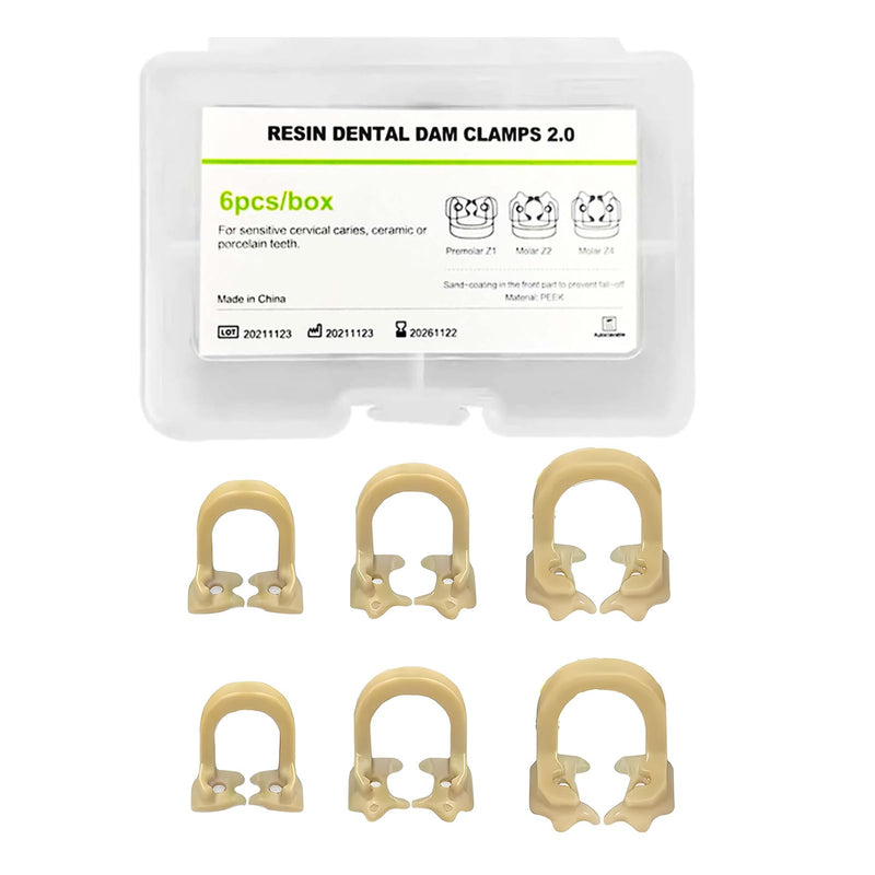 6 Pcs Dental Resin Rubber Dam Clamps Clip, Dental Resin Rubber Dam Clamps, Dam Soft Clamps Premolar Rubber Barrier Clip Resin Material. (6pcs) 6pcs