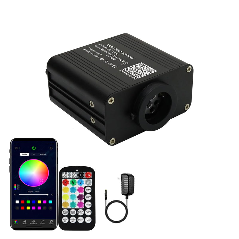 AZIMOM Small Size Updated 16W Twinkle& Sound Activated Fiber Optic Light Source RGBW Light Box Engine Diver APP/Remote Control Music Sensor Mode for Car Home Star Ceiling Light Effect Decoration 16W Twinkle（Small Size）