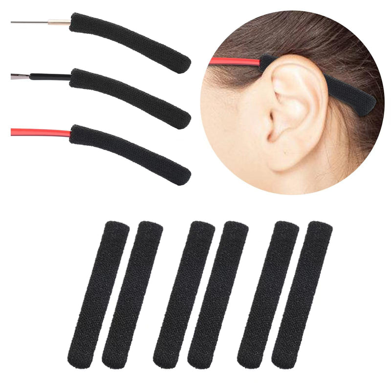 Anti-Slip Elastic Comfort Eyeglasses Temple Tips Sleeve, Soft and Well-Fitting Glasses Ear Cushion, Microstructured Fabric Glasses Ear Grip, Knitting Eyeglass Arm Cushion - Black 3 Pairs 3 Pairs Black