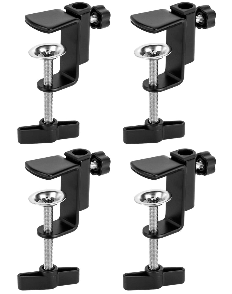 QWORK Universal Desk C-Clamp with 1/2" Thread Hole, 4 Pack Adjustable Metal Mounting Table Clamp, Desk Light Clamp Mount Holder for Swing Arm Magnifying Desk Lamp Microphone Camera
