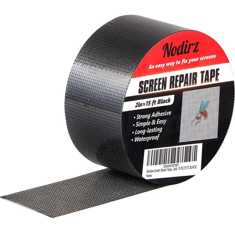 Window Screen Repair Tape, Screen Rrepair Kit for Windows or Doors Screen Repair, Strong Adhesive Screen Patch Repair Kit Mesh Repair (Black, 15 FT) Black