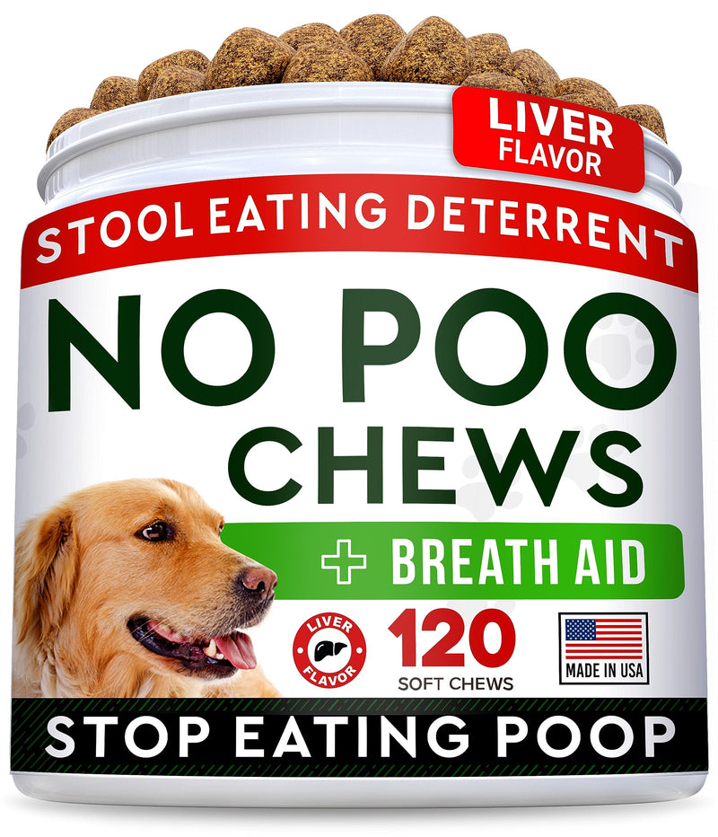 STRELLALAB No Poo Chews for Dogs - Stop Dog Poop Eating - Coprophagia & Stool Eating Deterrent with Probiotics, Digestive Enzymes & Immune Support - Liver Flavor - Made in USA - 120 Chews 120Ct No Poo Probiotics Chews - PawsPlanet Australia