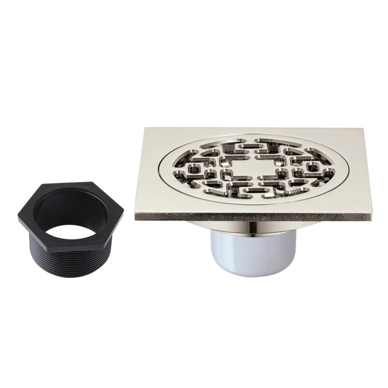 Kingston Brass BSF4272PN Watercourse 4" Square Brass Shower Drain, Polished Nickel