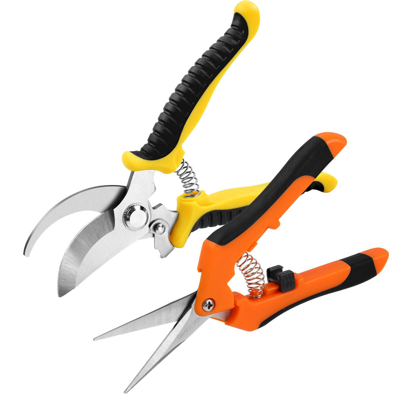 2 Pack Pruning Shears, Garden Shears, Stainless Steel Pruning Shears for Gardening, Garden Clippers, Gardening Tools Scissors with Soft Grip Handle 2 Pack