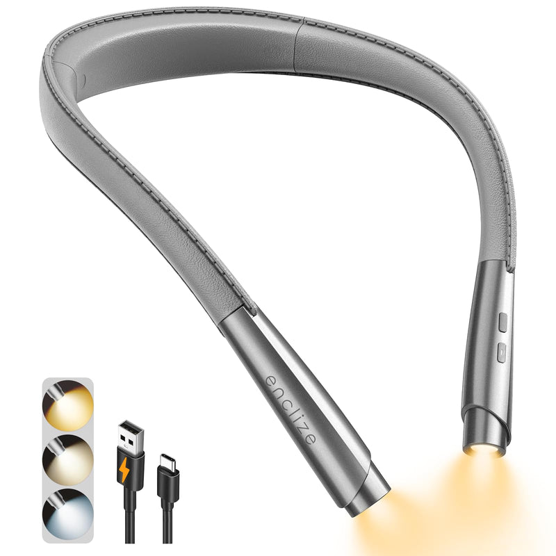 LED Neck Reading Light, Book Light for Reading in Bed, 3 Colors, 9 Brightness Levels, Lightweight Comfortable Design, Long Lasting, Perfect for Knitting,Crafting,Camping,Gray 1-Gray
