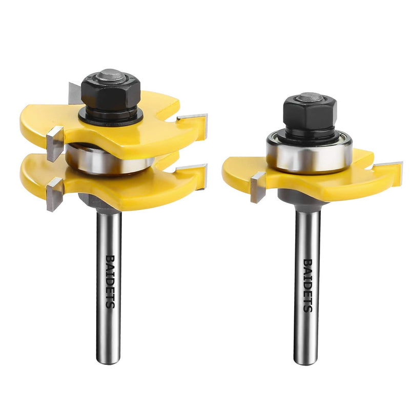 1/4" Tongue and Groove Router Bits - Set of 2Pcs 1/4 Inch Shank Router Bit Set 3 Teeth Adjustable T Shape Wood Milling Cutter 1/4" Shank - NewNest Australia