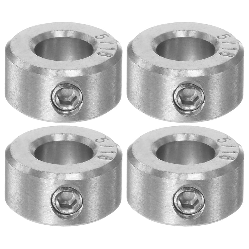 HARFINGTON 4pcs Shaft Collar 5/16" Bore 304 Stainless Steel Set Screw Shaft Collars, 5/8" OD, 5/16" Width, for Wheel Barrow Axle, Gearbox Assemblies, Machine Tools, Industry