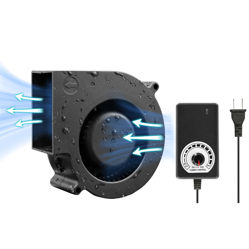 97mm 12V IP68 Waterproof Small Powered Blower Fan 97mm x 33mm Inflatable Replacement Fan Speed Controller 3V-12V 1600-4000RPM Variable Speed 9733